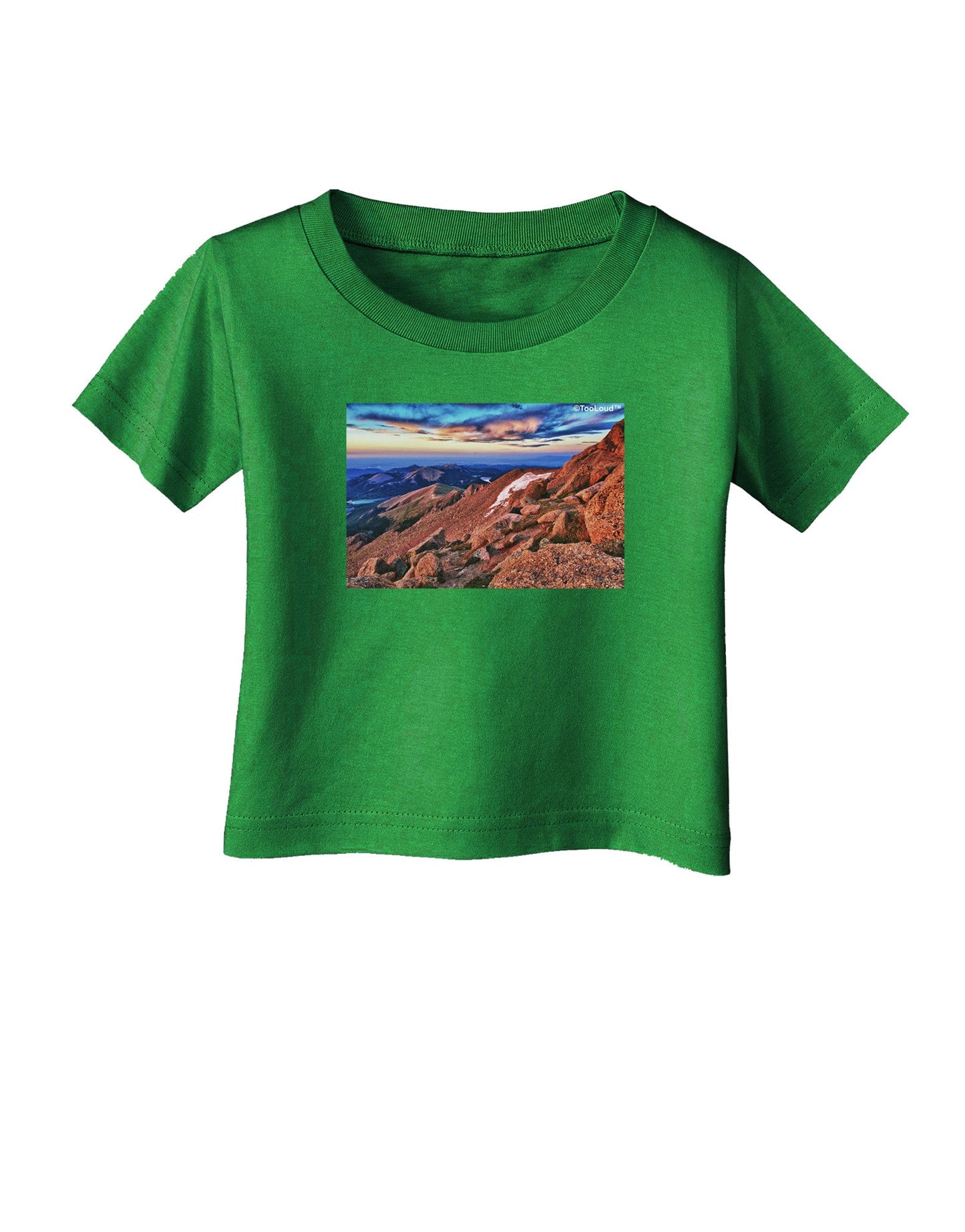 Colorado Mtn Sunset Infant T-Shirt Dark-Infant T-Shirt-TooLoud-Clover-Green-06-Months-Davson Sales