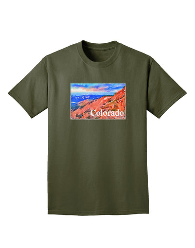 Colorado Mtn Sunset Soaked WaterColor Adult Dark T-Shirt-Mens T-Shirt-TooLoud-Military-Green-Small-Davson Sales
