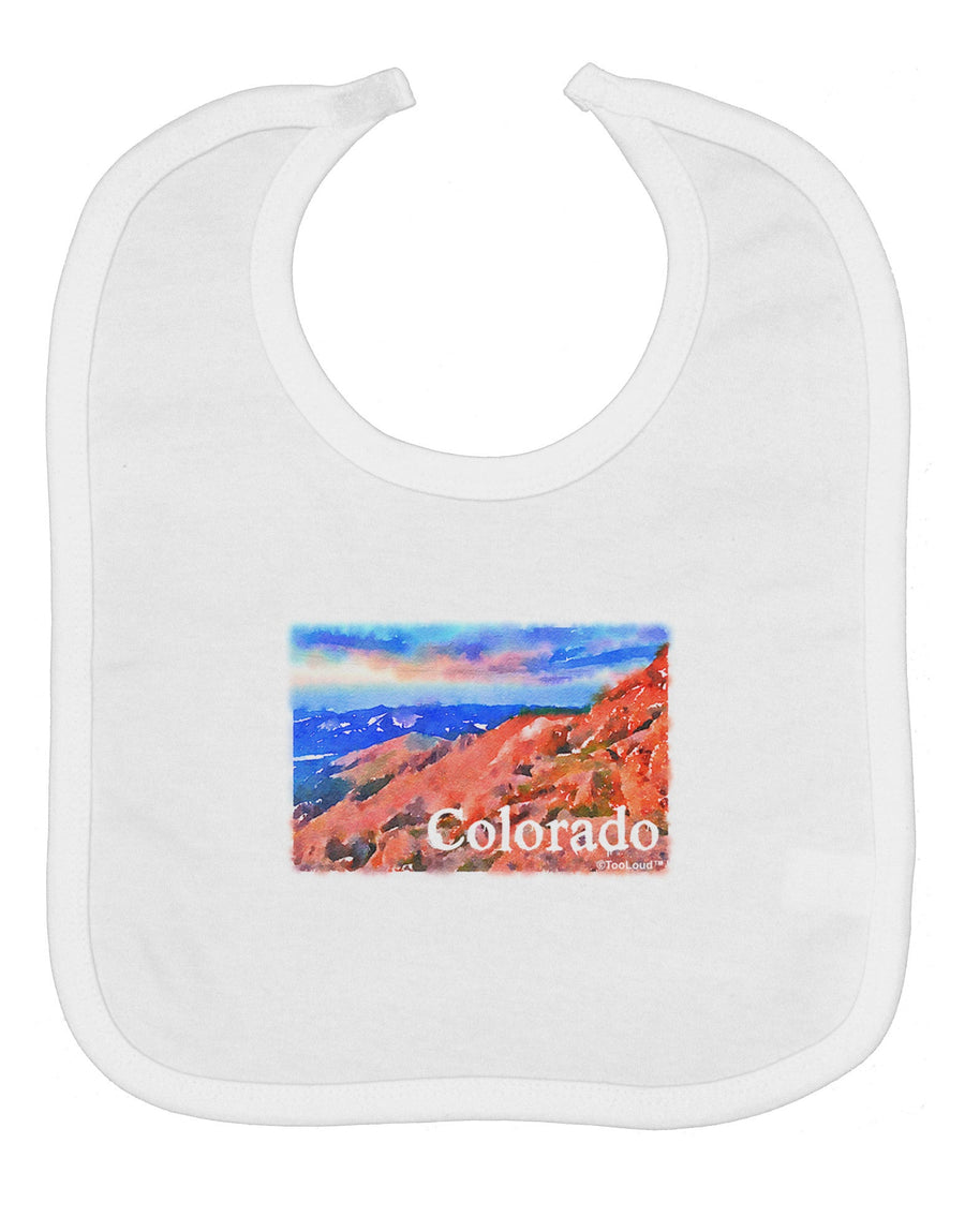 Colorado Mtn Sunset Soaked WaterColor Baby Bib