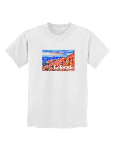 Colorado Mtn Sunset Soaked WaterColor Childrens T-Shirt-Childrens T-Shirt-TooLoud-White-X-Small-Davson Sales