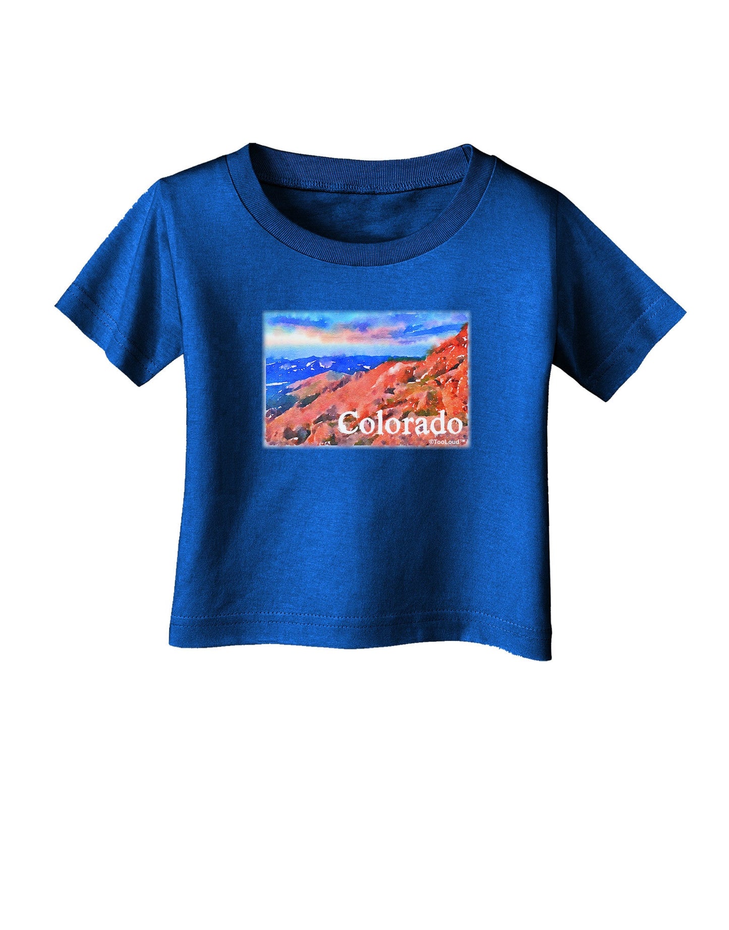 Colorado Mtn Sunset Soaked WaterColor Infant T-Shirt Dark-Infant T-Shirt-TooLoud-Royal-Blue-06-Months-Davson Sales