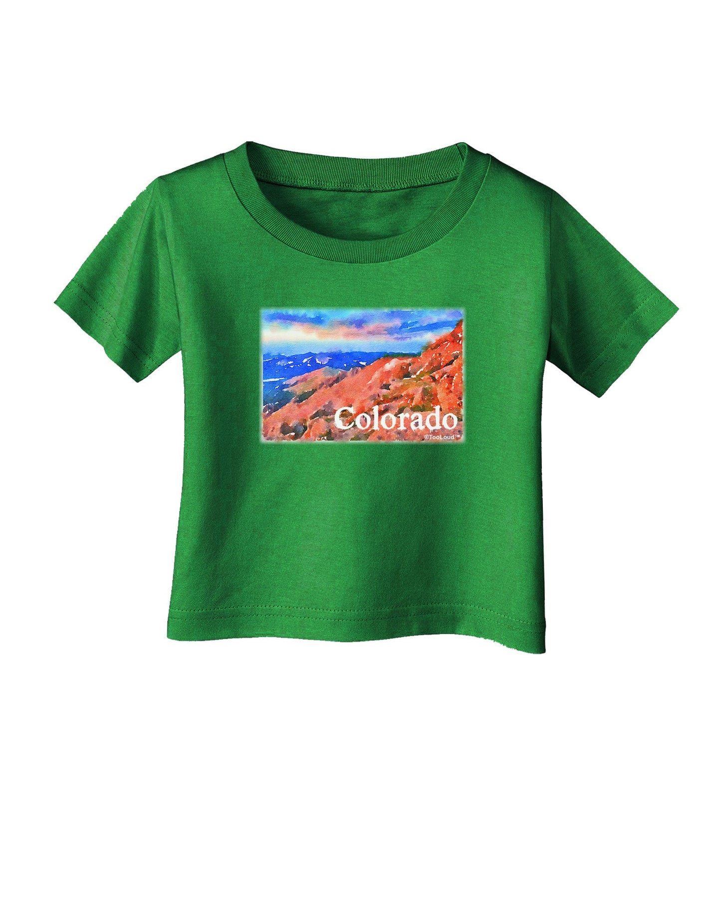 Colorado Mtn Sunset Soaked WaterColor Infant T-Shirt Dark-Infant T-Shirt-TooLoud-Clover-Green-06-Months-Davson Sales