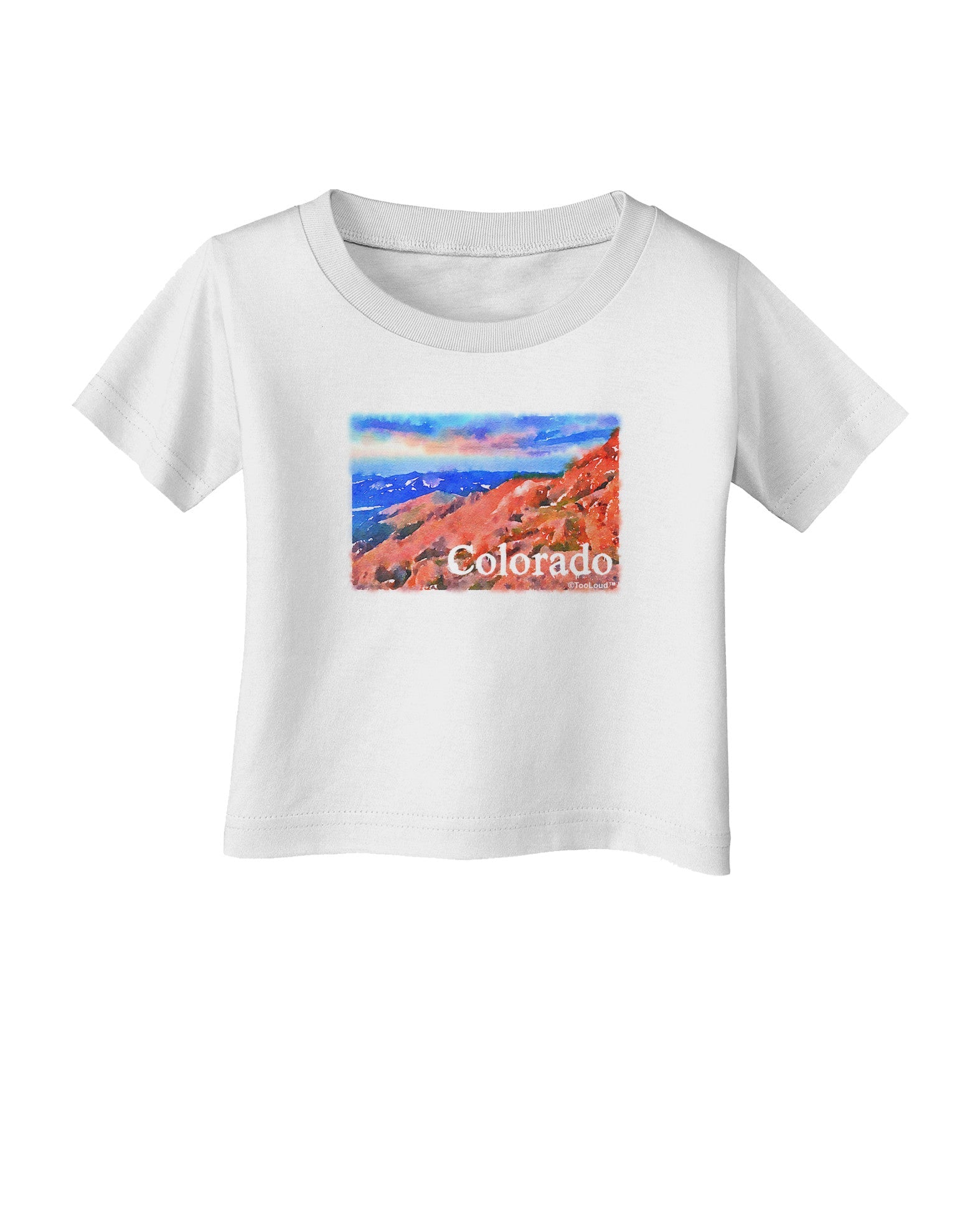 Colorado Mtn Sunset Soaked WaterColor Infant T-Shirt-Infant T-Shirt-TooLoud-White-06-Months-Davson Sales