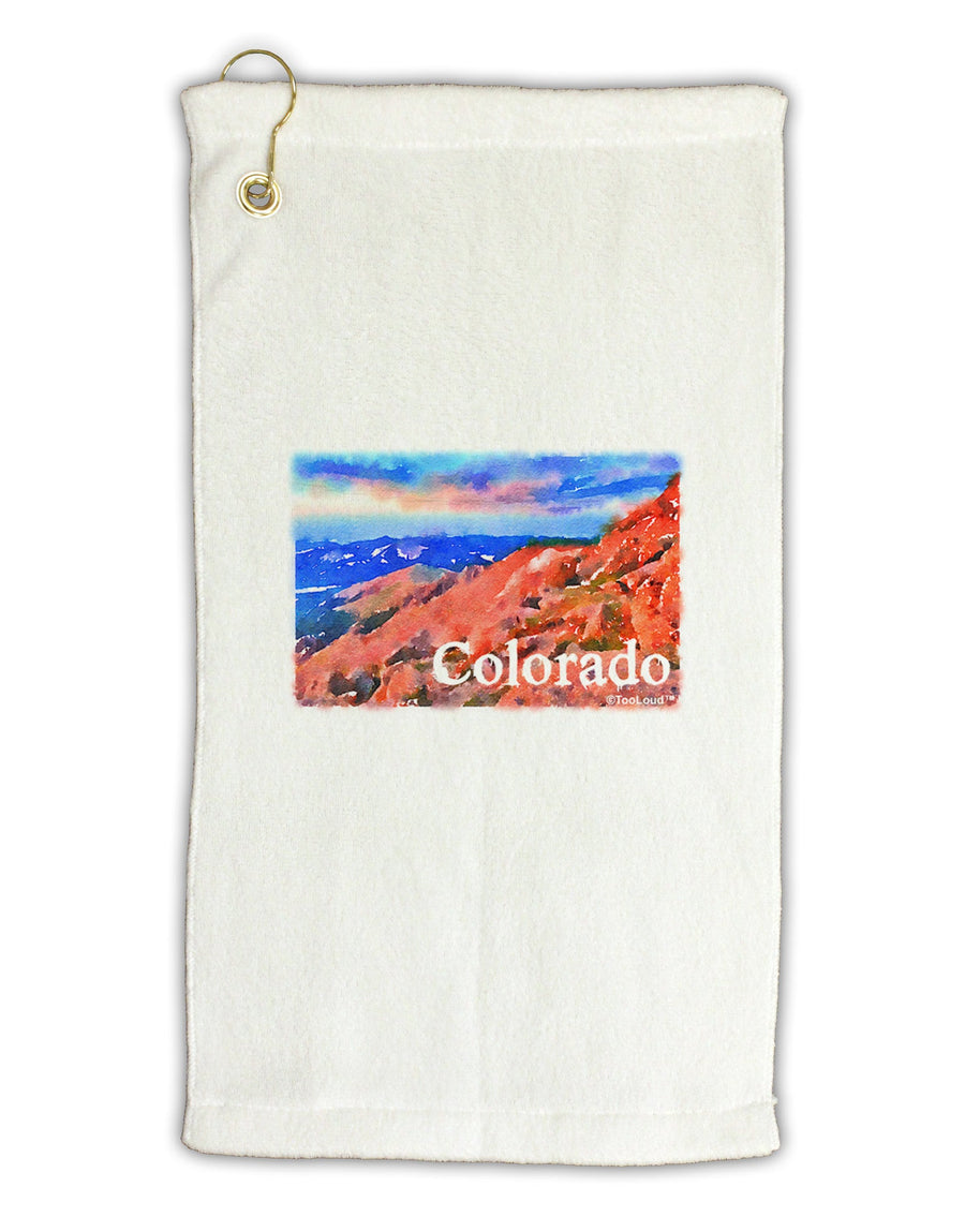 Colorado Mtn Sunset Soaked WaterColor Micro Terry Gromet Golf Towel 16 x 25 inch-Golf Towel-TooLoud-White-Davson Sales