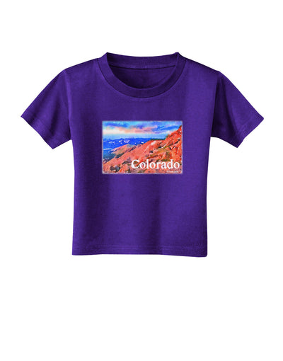 Colorado Mtn Sunset Soaked WaterColor Toddler T-Shirt Dark-Toddler T-Shirt-TooLoud-Purple-2T-Davson Sales