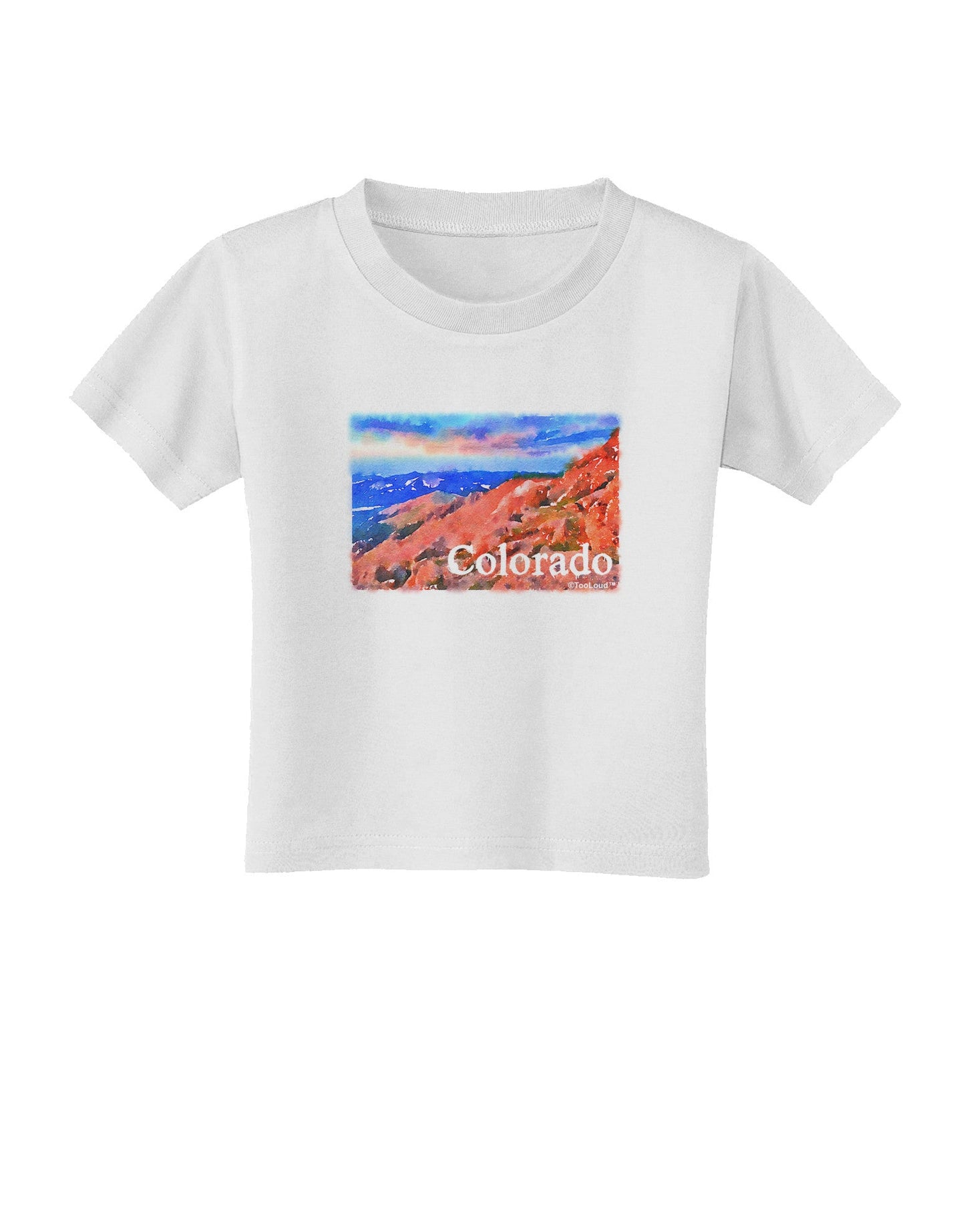 Colorado Mtn Sunset Soaked WaterColor Toddler T-Shirt-Toddler T-Shirt-TooLoud-White-2T-Davson Sales