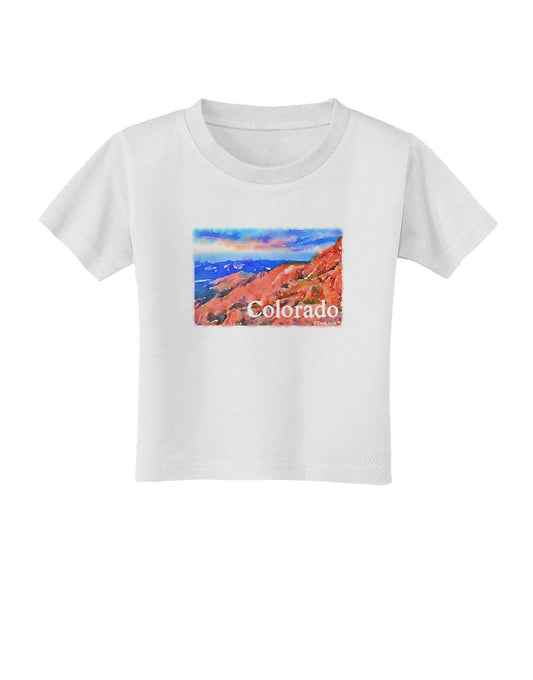 Colorado Mtn Sunset Soaked WaterColor Toddler T-Shirt-Toddler T-Shirt-TooLoud-White-2T-Davson Sales