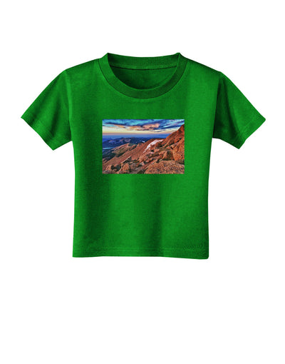 Colorado Mtn Sunset Toddler T-Shirt Dark-Toddler T-Shirt-TooLoud-Clover-Green-2T-Davson Sales