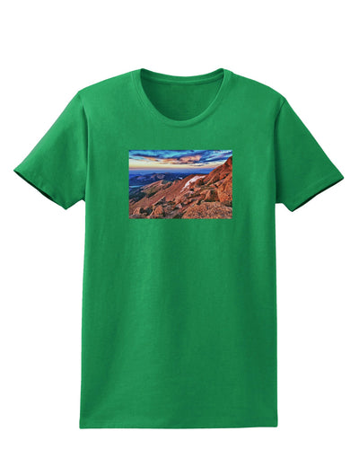 Colorado Mtn Sunset Womens Dark T-Shirt-TooLoud-Kelly-Green-X-Small-Davson Sales