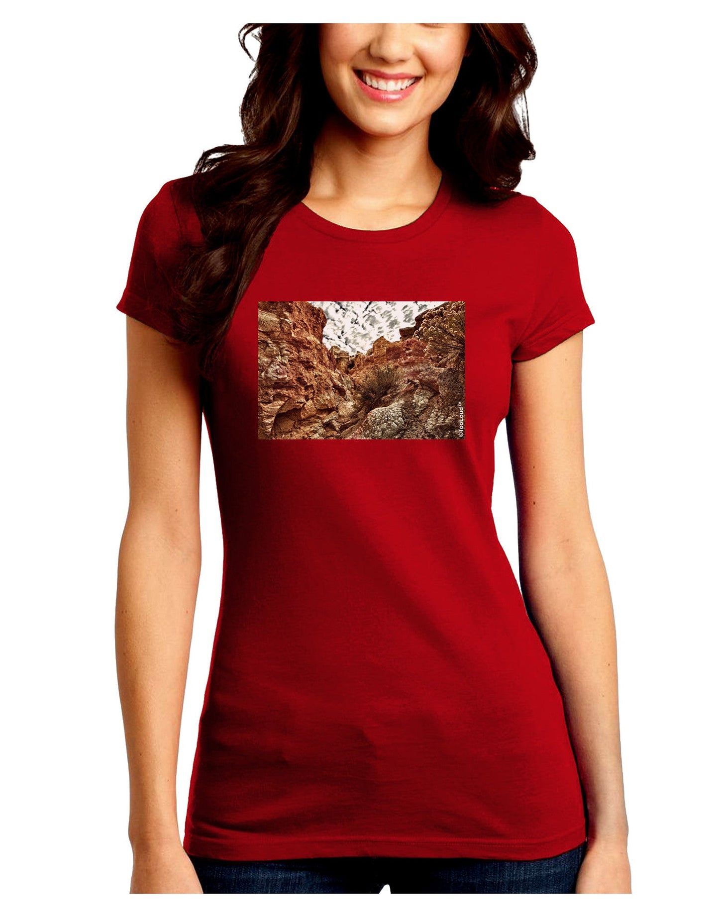 Colorado Painted Rocks Juniors Petite Crew Dark T-Shirt-T-Shirts Juniors Tops-TooLoud-Red-Juniors Fitted Small-Davson Sales