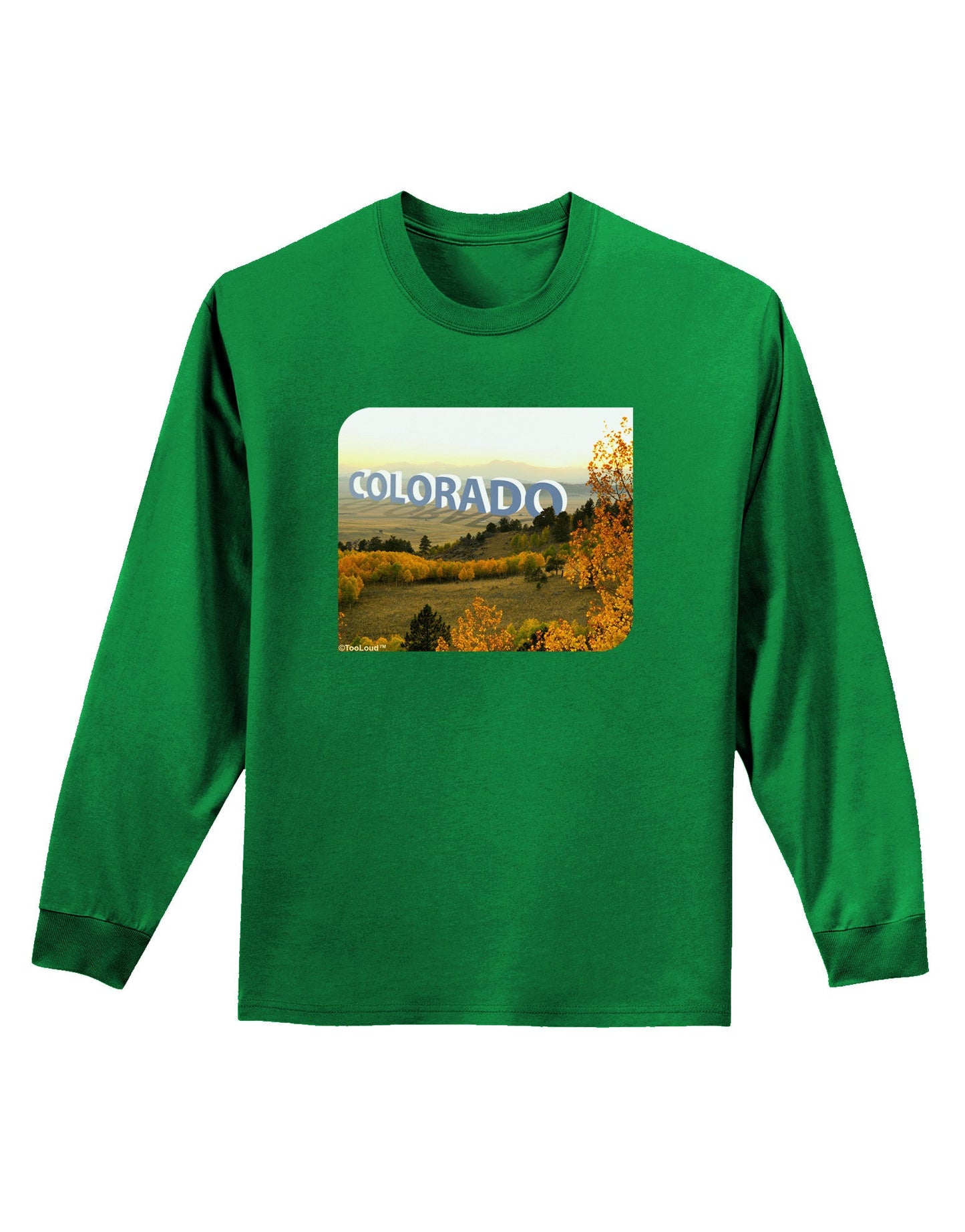 Colorado Postcard Gentle Sunrise Adult Long Sleeve Dark T-Shirt-TooLoud-Kelly-Green-Small-Davson Sales