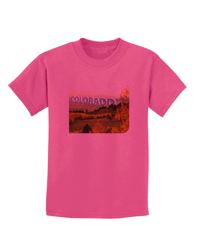 Colorado Postcard Gentle Sunrise Childrens T-Shirt-Childrens T-Shirt-TooLoud-Sangria-X-Small-Davson Sales