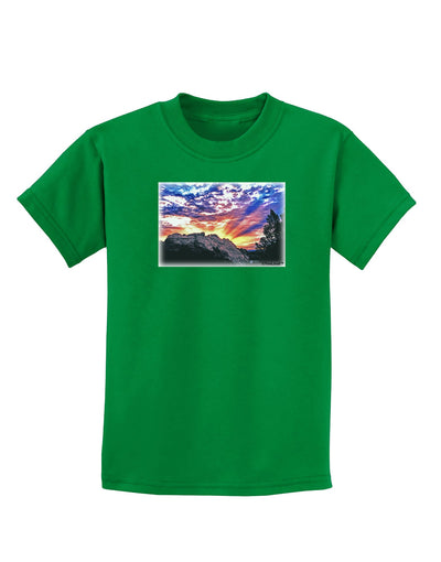 Colorado Rainbow Sunset Childrens Dark T-Shirt-Childrens T-Shirt-TooLoud-Kelly-Green-X-Small-Davson Sales