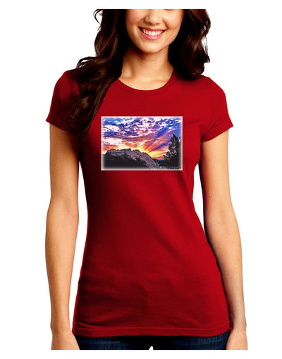 Colorado Rainbow Sunset Juniors Crew Dark T-Shirt-T-Shirts Juniors Tops-TooLoud-Red-Juniors Fitted Small-Davson Sales
