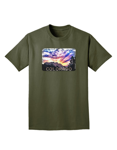 Colorado Rainbow Sunset Text Adult Dark T-Shirt-Mens T-Shirt-TooLoud-Military-Green-Small-Davson Sales
