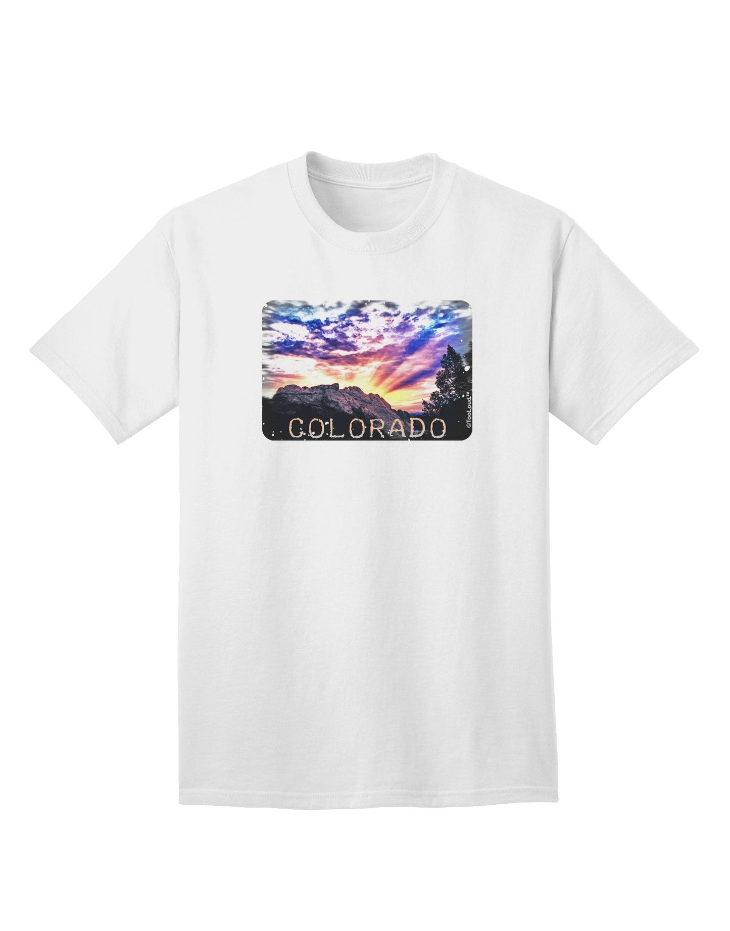 Colorado Rainbow Sunset Text Adult T-Shirt-Mens T-Shirt-TooLoud-White-Small-Davson Sales