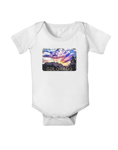 Colorado Rainbow Sunset Text Baby Romper Bodysuit-Baby Romper-TooLoud-White-06-Months-Davson Sales