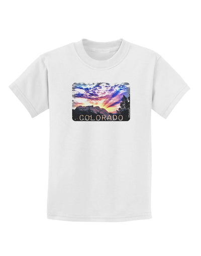 Colorado Rainbow Sunset Text Childrens T-Shirt-Childrens T-Shirt-TooLoud-White-X-Small-Davson Sales