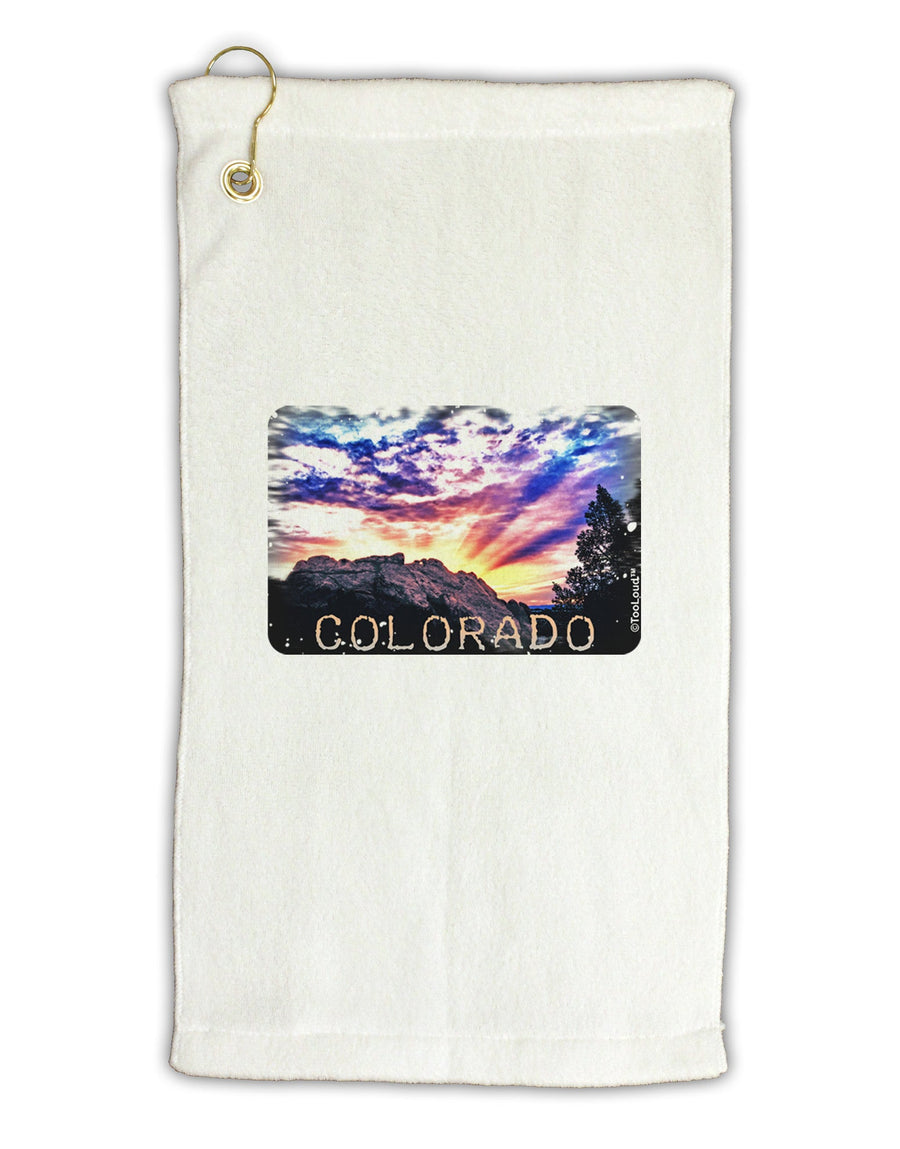 Colorado Rainbow Sunset Text Micro Terry Gromet Golf Towel 16 x 25 inch-Golf Towel-TooLoud-White-Davson Sales