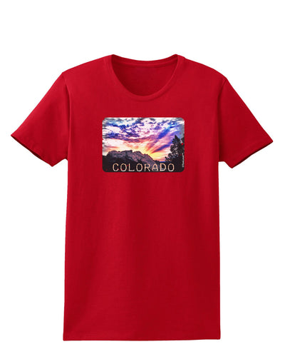 Colorado Rainbow Sunset Text Womens Dark T-Shirt-TooLoud-Red-X-Small-Davson Sales