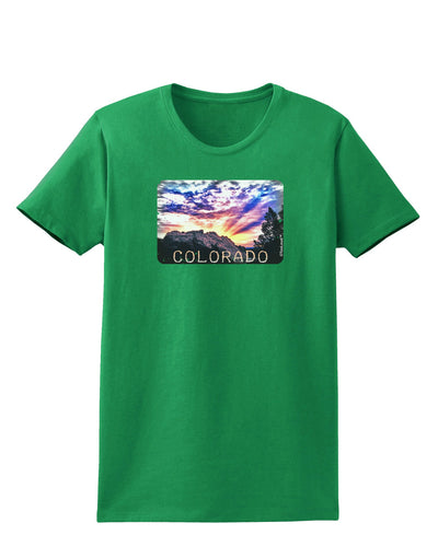 Colorado Rainbow Sunset Text Womens Dark T-Shirt-TooLoud-Kelly-Green-X-Small-Davson Sales