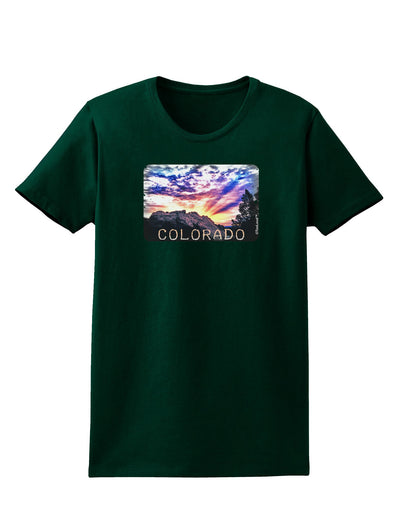 Colorado Rainbow Sunset Text Womens Dark T-Shirt-TooLoud-Forest-Green-Small-Davson Sales