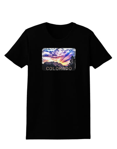 Colorado Rainbow Sunset Text Womens Dark T-Shirt-TooLoud-Black-X-Small-Davson Sales