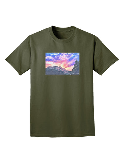 Colorado Rainbow Sunset Watercolor Adult Dark T-Shirt-Mens T-Shirt-TooLoud-Military-Green-Small-Davson Sales