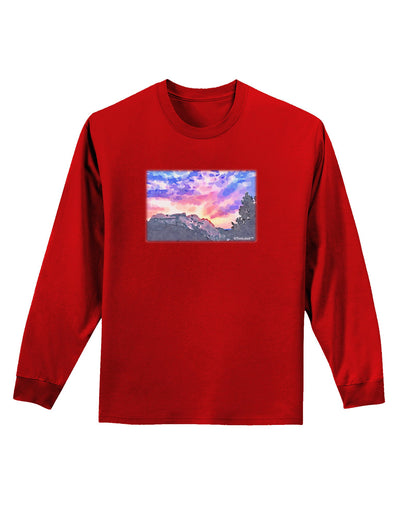 Colorado Rainbow Sunset Watercolor Adult Long Sleeve Dark T-Shirt-TooLoud-Red-Small-Davson Sales