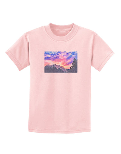 Colorado Rainbow Sunset Watercolor Childrens T-Shirt-Childrens T-Shirt-TooLoud-PalePink-X-Small-Davson Sales