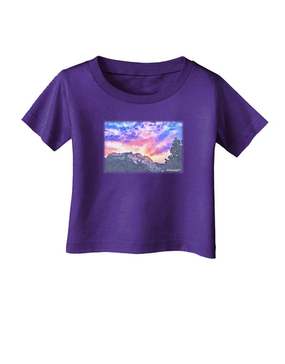 Colorado Rainbow Sunset Watercolor Infant T-Shirt Dark-Infant T-Shirt-TooLoud-Purple-06-Months-Davson Sales