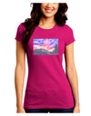 Colorado Rainbow Sunset Watercolor Juniors Crew Dark T-Shirt-T-Shirts Juniors Tops-TooLoud-Hot-Pink-Juniors Fitted Small-Davson Sales