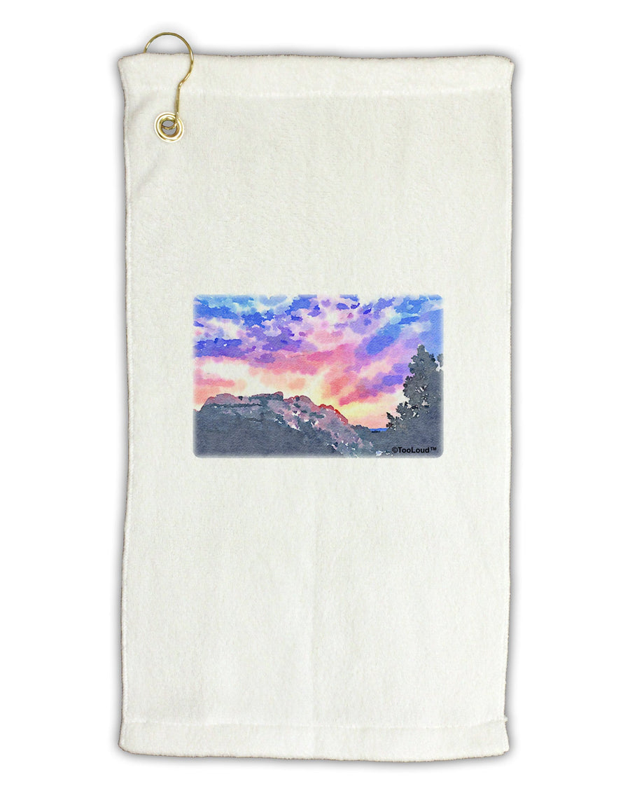 Colorado Rainbow Sunset Watercolor Micro Terry Gromet Golf Towel 16 x 25 inch-Golf Towel-TooLoud-White-Davson Sales