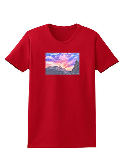 Colorado Rainbow Sunset Watercolor Womens Dark T-Shirt-TooLoud-Red-X-Small-Davson Sales