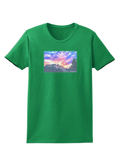 Colorado Rainbow Sunset Watercolor Womens Dark T-Shirt-TooLoud-Kelly-Green-X-Small-Davson Sales