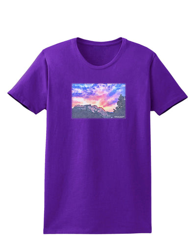 Colorado Rainbow Sunset Watercolor Womens Dark T-Shirt-TooLoud-Purple-X-Small-Davson Sales