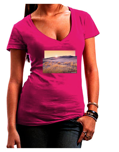 Colorado Sand Dunes Cutout Juniors V-Neck Dark T-Shirt-Womens V-Neck T-Shirts-TooLoud-Hot-Pink-Juniors Fitted Small-Davson Sales