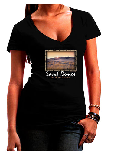 Colorado Sand Dunes Text Juniors V-Neck Dark T-Shirt-Womens V-Neck T-Shirts-TooLoud-Black-Juniors Fitted Small-Davson Sales