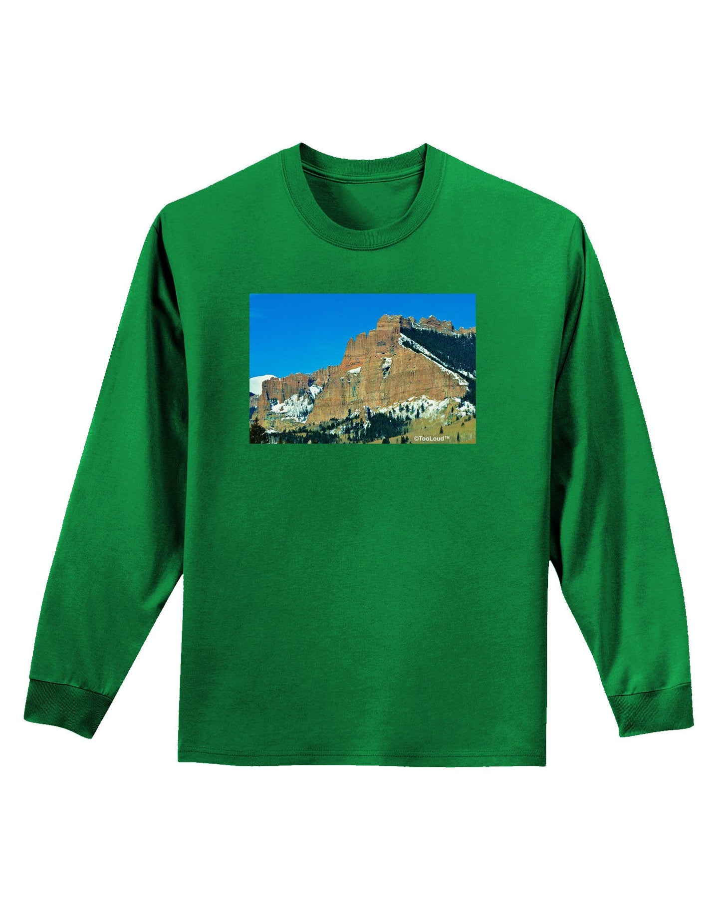 Colorado Snowy Mountains Adult Long Sleeve Dark T-Shirt-TooLoud-Kelly-Green-Small-Davson Sales