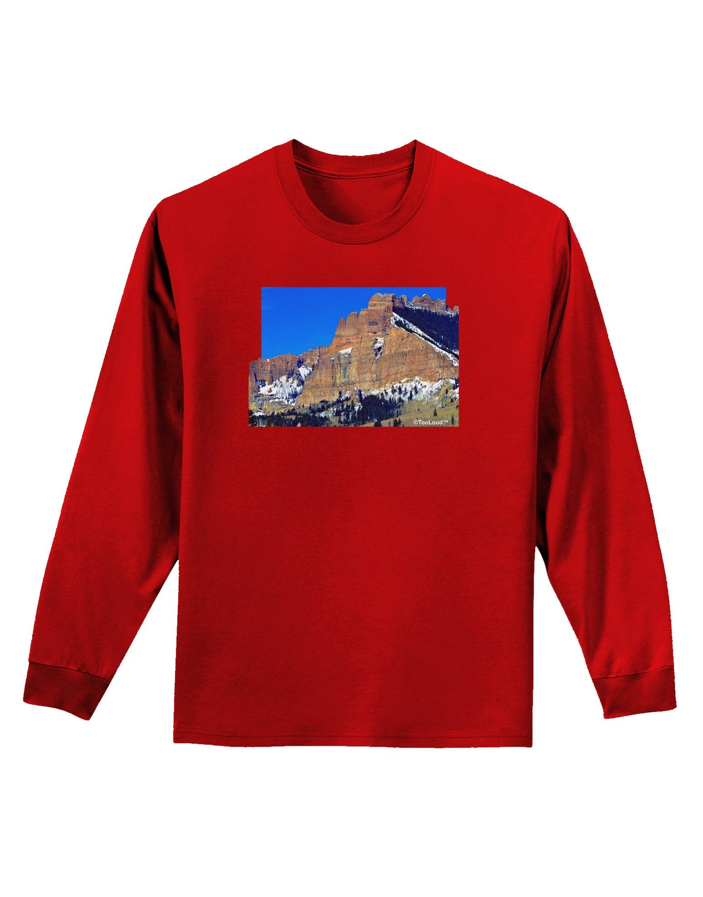 Colorado Snowy Mountains Cutout Adult Long Sleeve Dark T-Shirt-TooLoud-Red-Small-Davson Sales
