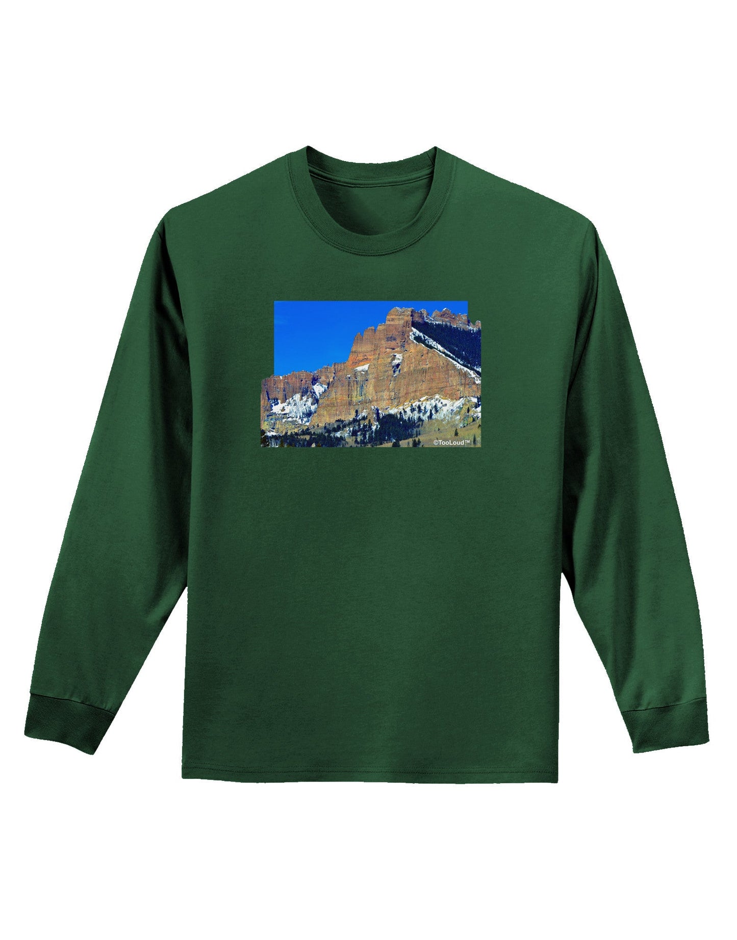 Colorado Snowy Mountains Cutout Adult Long Sleeve Dark T-Shirt-TooLoud-Dark-Green-Small-Davson Sales