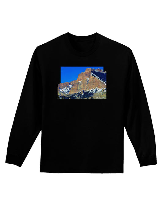 Colorado Snowy Mountains Cutout Adult Long Sleeve Dark T-Shirt-TooLoud-Black-Small-Davson Sales