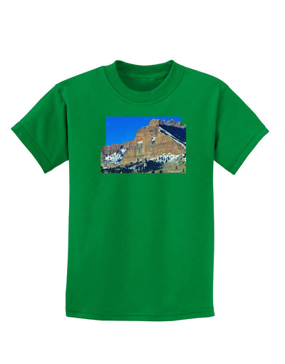 Colorado Snowy Mountains Cutout Childrens Dark T-Shirt-Childrens T-Shirt-TooLoud-Kelly-Green-X-Small-Davson Sales