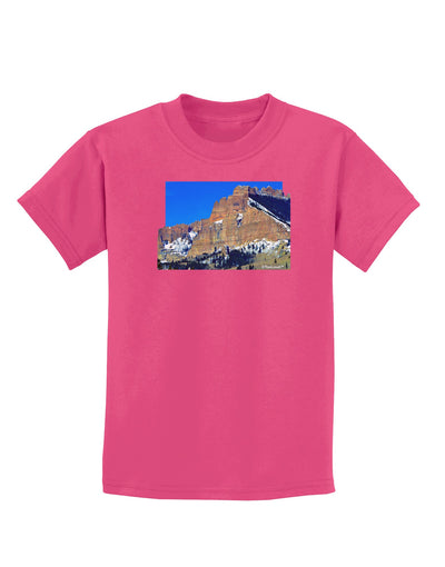 Colorado Snowy Mountains Cutout Childrens Dark T-Shirt-Childrens T-Shirt-TooLoud-Sangria-X-Small-Davson Sales