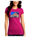 Colorado Snowy Mountains Cutout Juniors Crew Dark T-Shirt-T-Shirts Juniors Tops-TooLoud-Hot-Pink-Juniors Fitted Small-Davson Sales