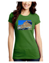 Colorado Snowy Mountains Cutout Juniors Crew Dark T-Shirt-T-Shirts Juniors Tops-TooLoud-Kiwi-Green-Juniors Fitted Small-Davson Sales