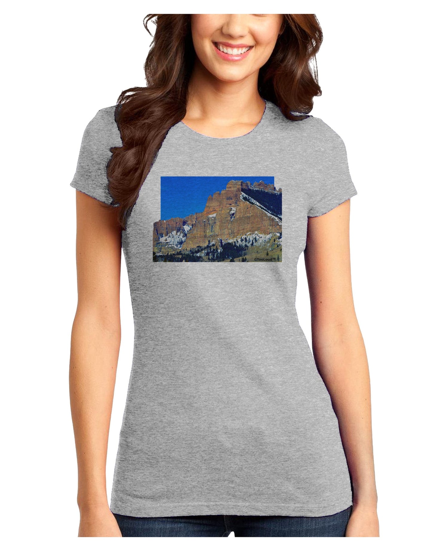 Colorado Snowy Mountains Cutout Juniors T-Shirt-Womens Juniors T-Shirt-TooLoud-Ash-Gray-Juniors Fitted X-Small-Davson Sales