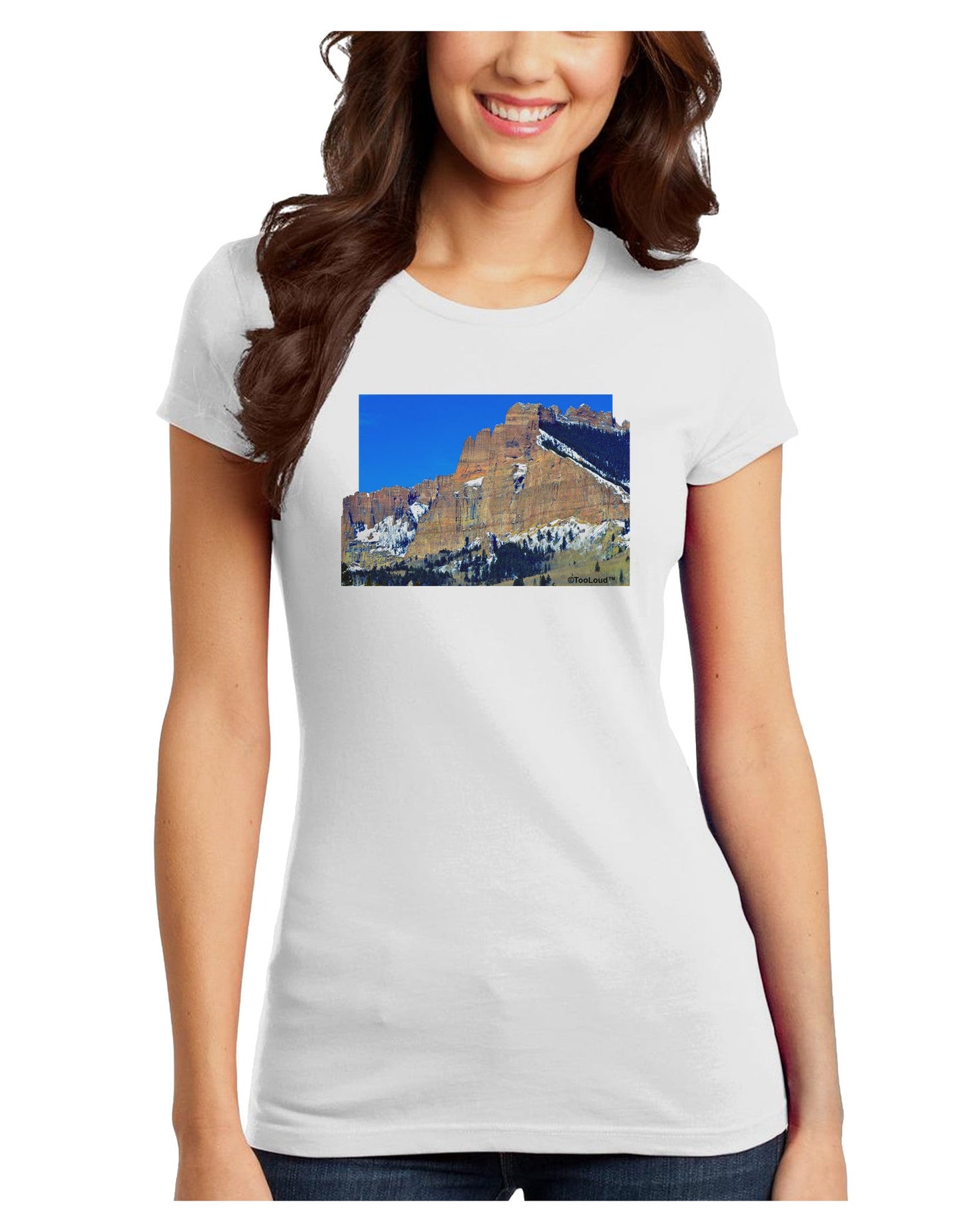 Colorado Snowy Mountains Cutout Juniors T-Shirt-Womens Juniors T-Shirt-TooLoud-White-Juniors Fitted X-Small-Davson Sales