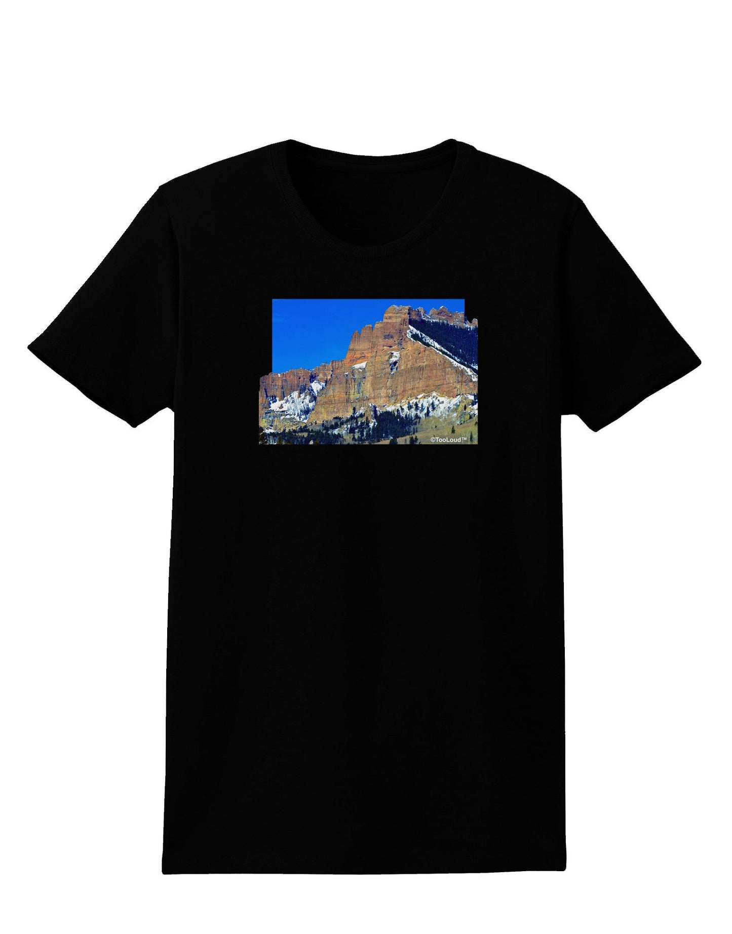 Colorado Snowy Mountains Cutout Womens Dark T-Shirt-TooLoud-Black-X-Small-Davson Sales