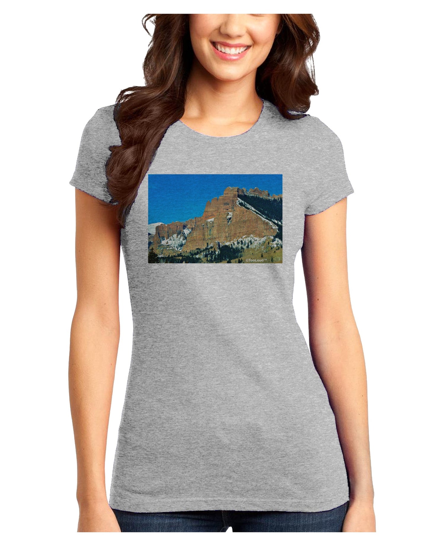 Colorado Snowy Mountains Juniors T-Shirt-Womens Juniors T-Shirt-TooLoud-Ash-Gray-Juniors Fitted X-Small-Davson Sales